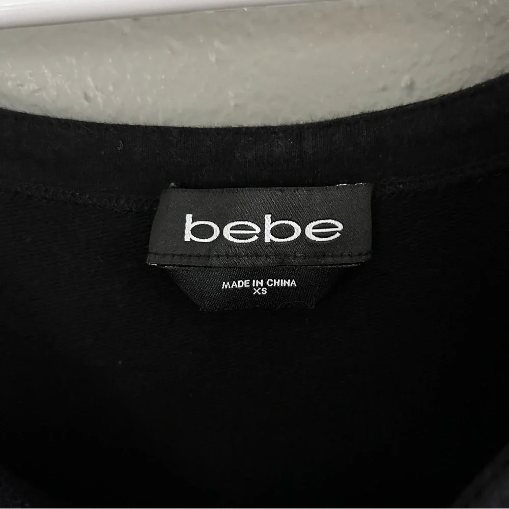 Bebe Black Silver Rhinestone Bling Spellout Logo Jumpsuit Size XS Y2K - Picture 9 of 10